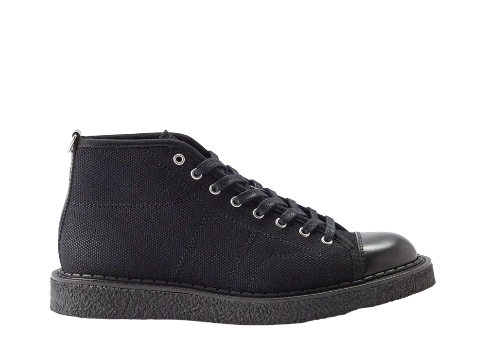 GEORGE COX x Fred Perry Women's Monkey Boots "Black" Canvas Collected Leather SB6335_102_V2_Q423