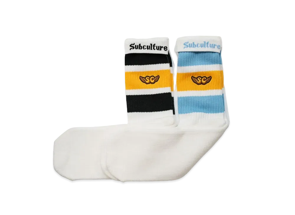 Subculture Sc 2Pack Skate Sox "Yellow/Lightblue"