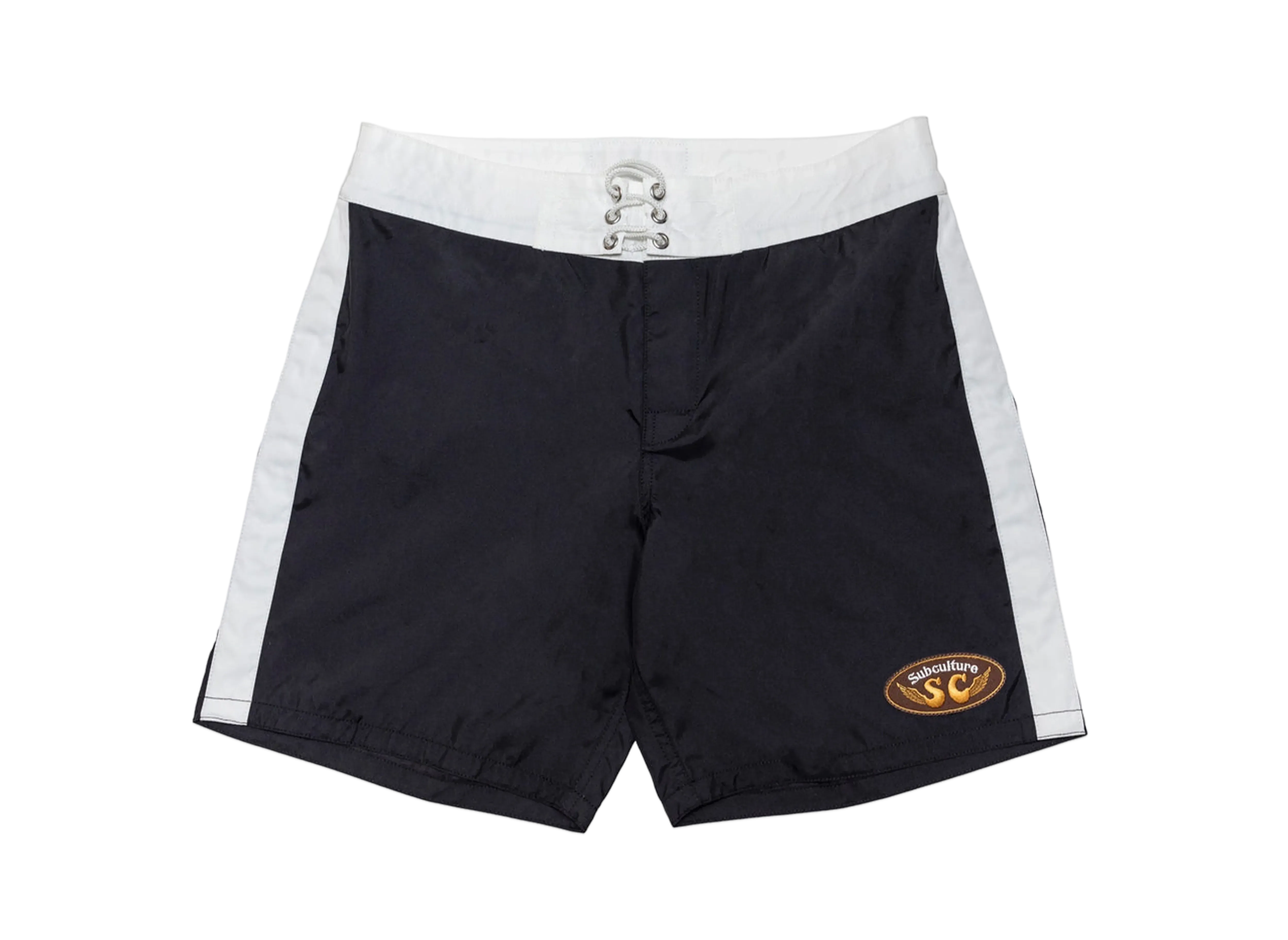 Subculture Nylon Surf Shorts "Black/White"