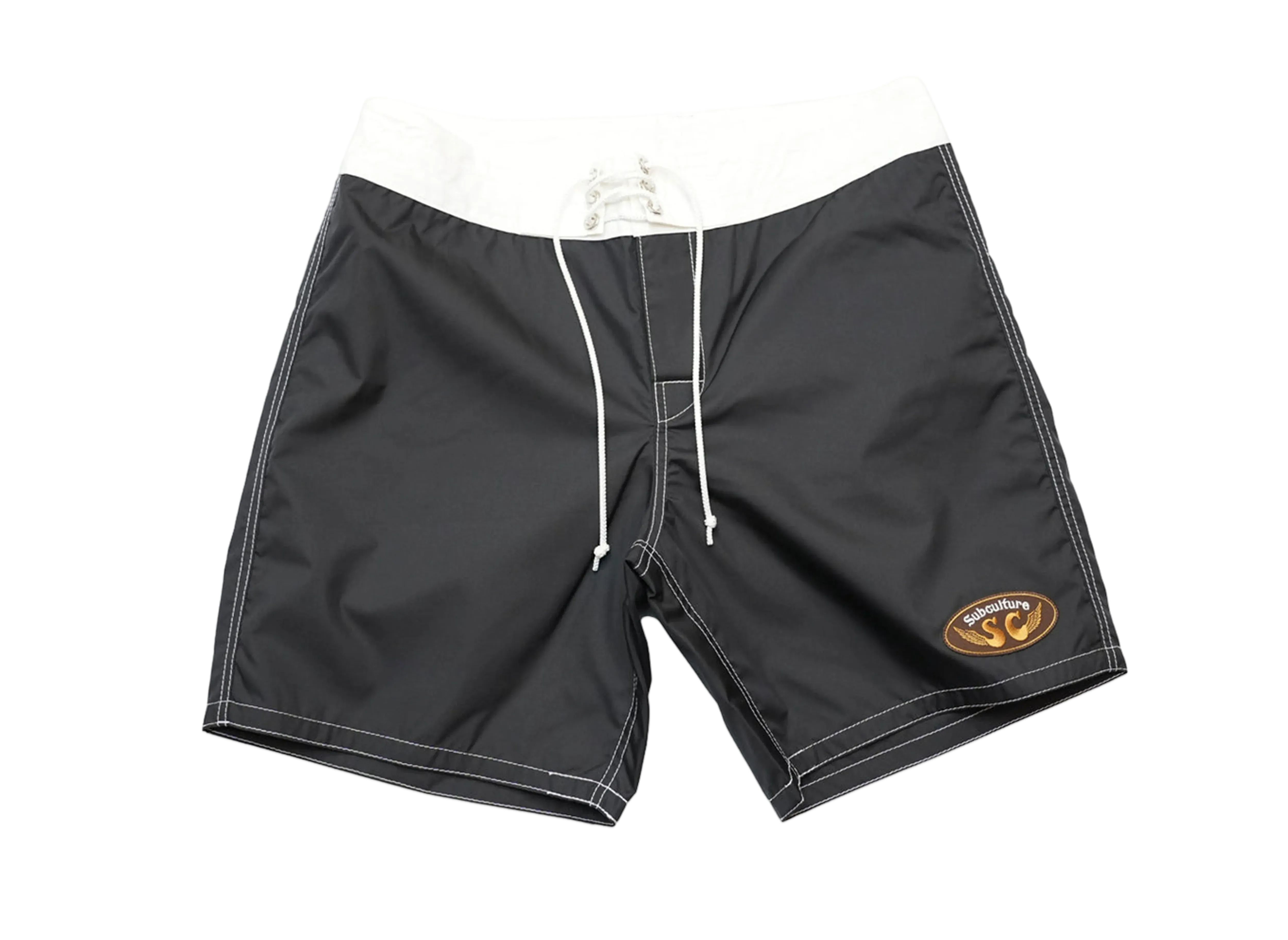 Subculture Nylon Surf Shorts "Black/White"