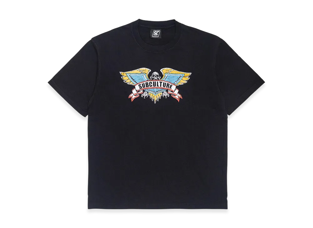 サブカルチャー スカルウィングTシャツ "ブラック"