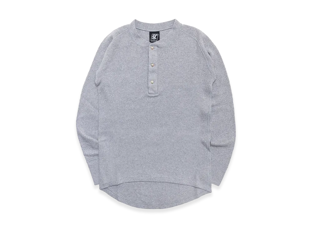 SubCulture Thermal Henley Neck Long Sleeve T-shirt (Concho SV925) "Gray"