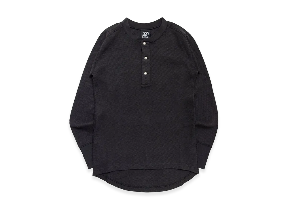 SubCulture Thermal Henley Neck Long Sleeve T-shirt (Concho SV925) "Black"