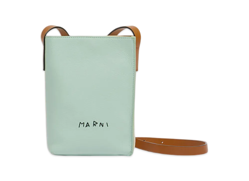 MARNI Museo Nano Bag in Leather with Marni Symbol Embroidery "Linden/Shell/Moka"