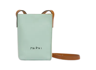 MARNI Museo Nano Bag in Leather with Marni Symbol Embroidery "Linden/Shell/Moka"