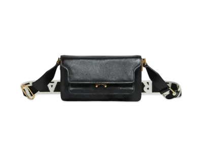 Marni Leather E/W Soft Trunk Bag with Logo Strap "Black"
