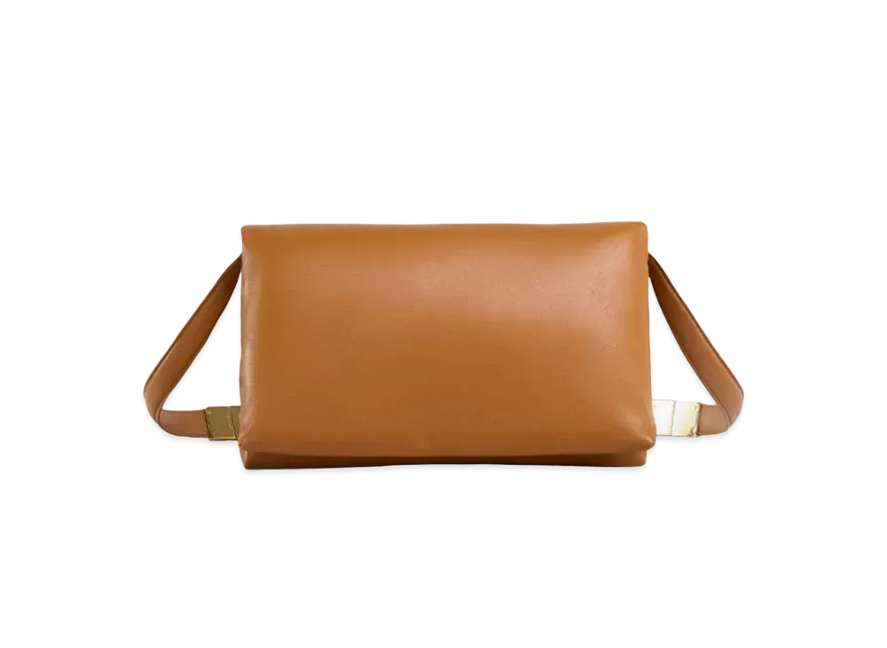 Marni Leather Prisma Shoulder Bag "Biscuit"