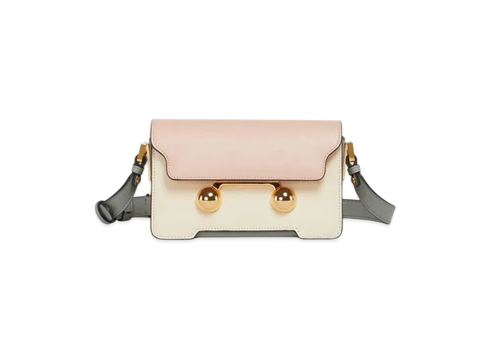 Marni Leather Trunkaroo Mini Shoulder Bag
"Camellia/Shell/Storm"