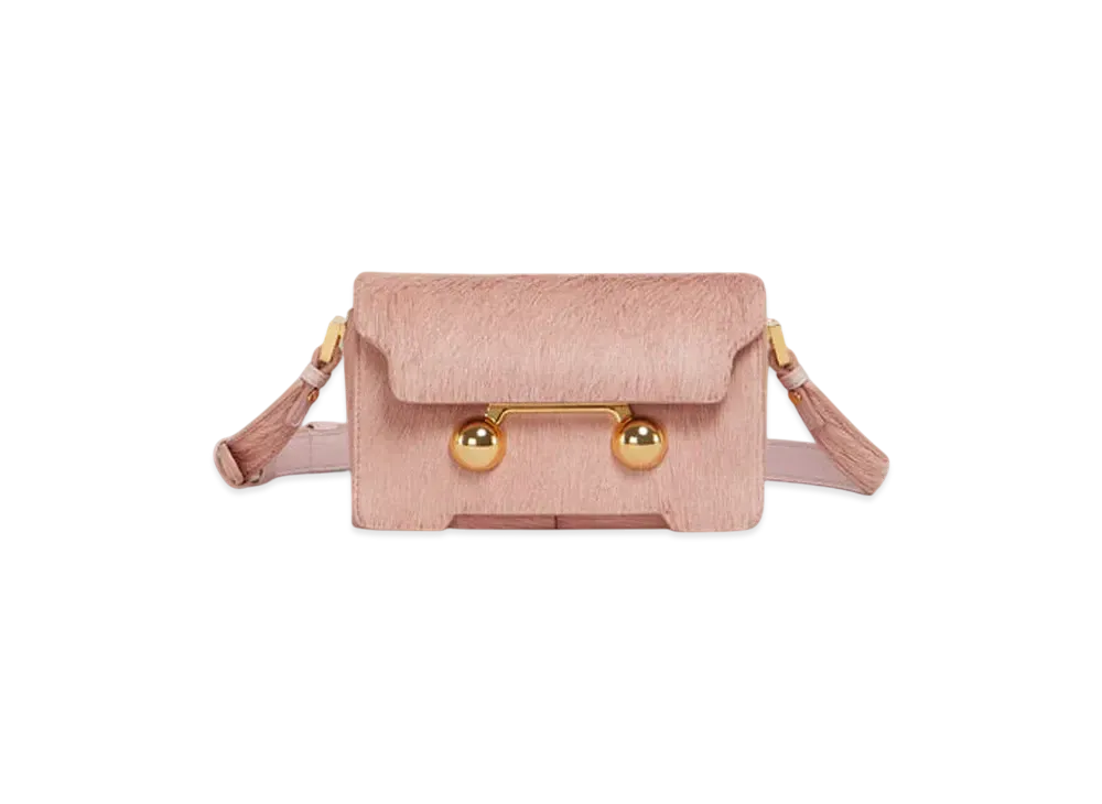 Marni Long Hair Calfskin Trunkaroo Mini Shoulder Bag "Pink Gummy"