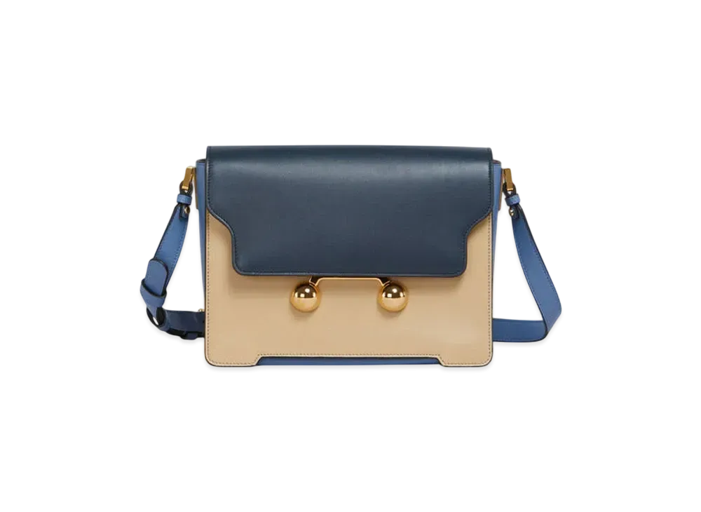 Marni Leather Trunkaroo Medium Shoulder Bag
"Night Blu/Winter Wheat/Opal"
