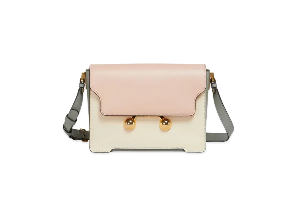 Marni Leather Trunkaroo Medium Shoulder Bag
 "Camellia/Shell/Storm"