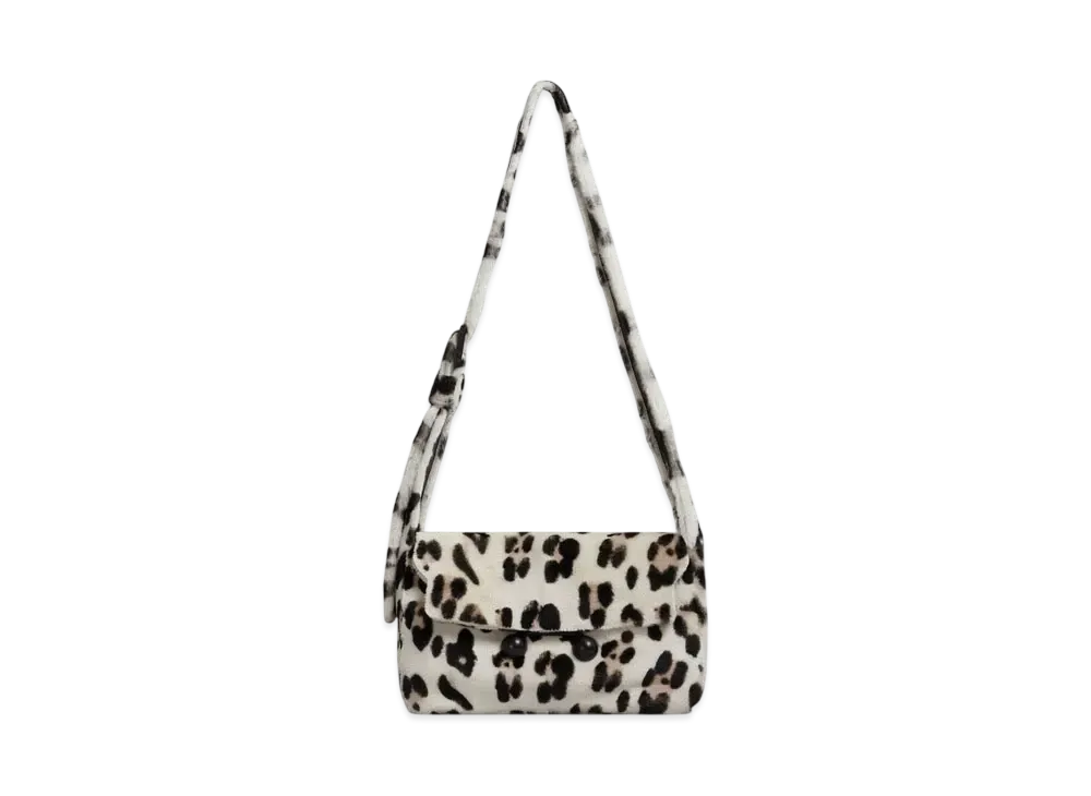 Marni Shearling Animal Print Trunkaroo Soft Medium Shoulder Bag "White/Gray"