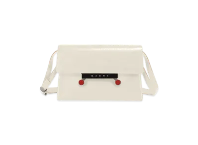 MARNI Small Envelope Bag in Craquele Patent Leather "Limestone"