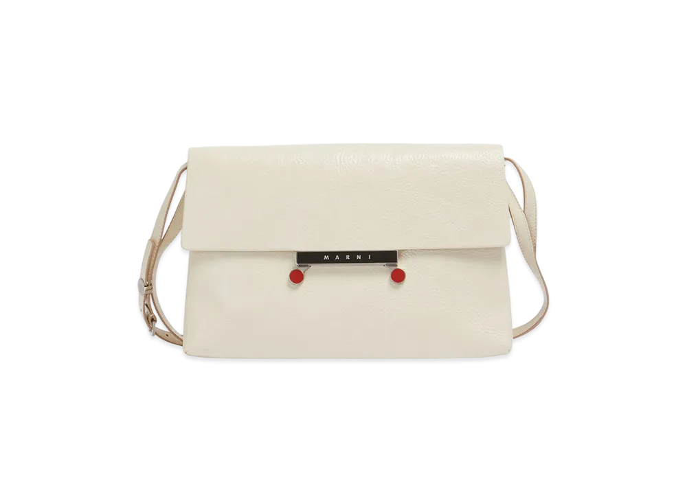 MARNI Medium Envelope Bag in Craquele Patent Leather "Limestone"