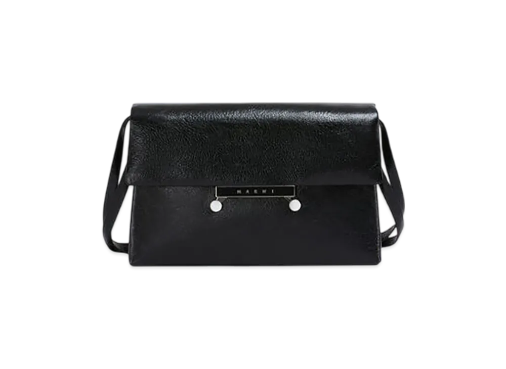 MARNI Medium Envelope Bag in Craquele Patent Leather "Black"