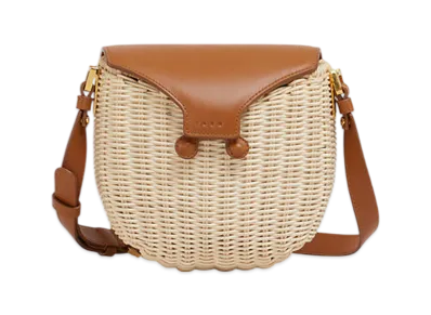 MARNI Midollino Crossbody Bag in Rattan "Natural/Cinnamon"
