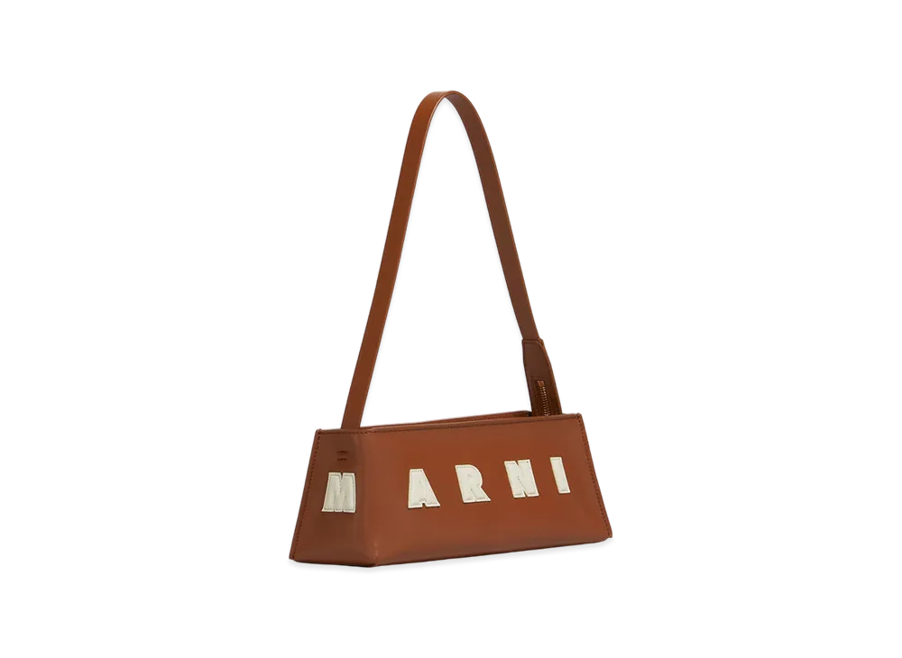 MARNI Museo Baguette Bag in Leather "Moka/Ivory"