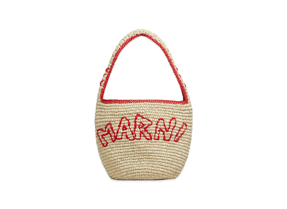 MARNI Nassa Small Hobo Bag "Natural/Red"