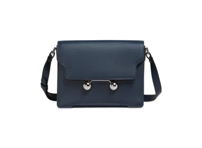 MARNI Trunkaroo Medium Shoulder Bag in Leather "Night Blue"