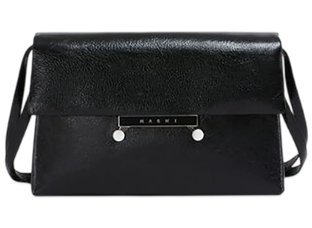 MARNI Medium Envelope Bag in Craquele Patent Leather "Black"