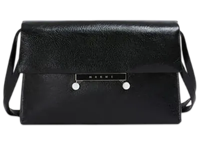 MARNI Medium Envelope Bag in Craquele Patent Leather "Black"