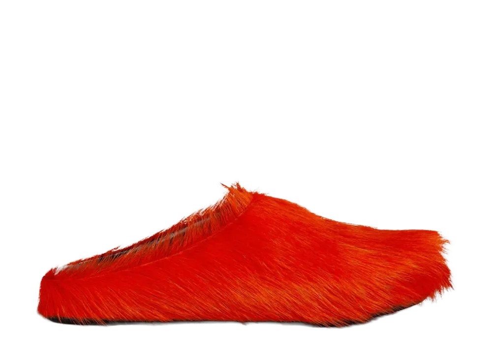 MARNI Long Hair Calfskin Fussbett Sabot Mule "Orange"
