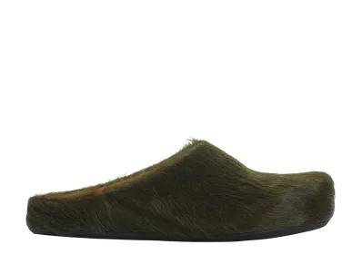 MARNI Long Hair Calfskin Fussbett Sabot "Deep Green"