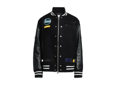 sacai x Mercedes AMG Patch Wool & Leather Varsity Jacket "Black"