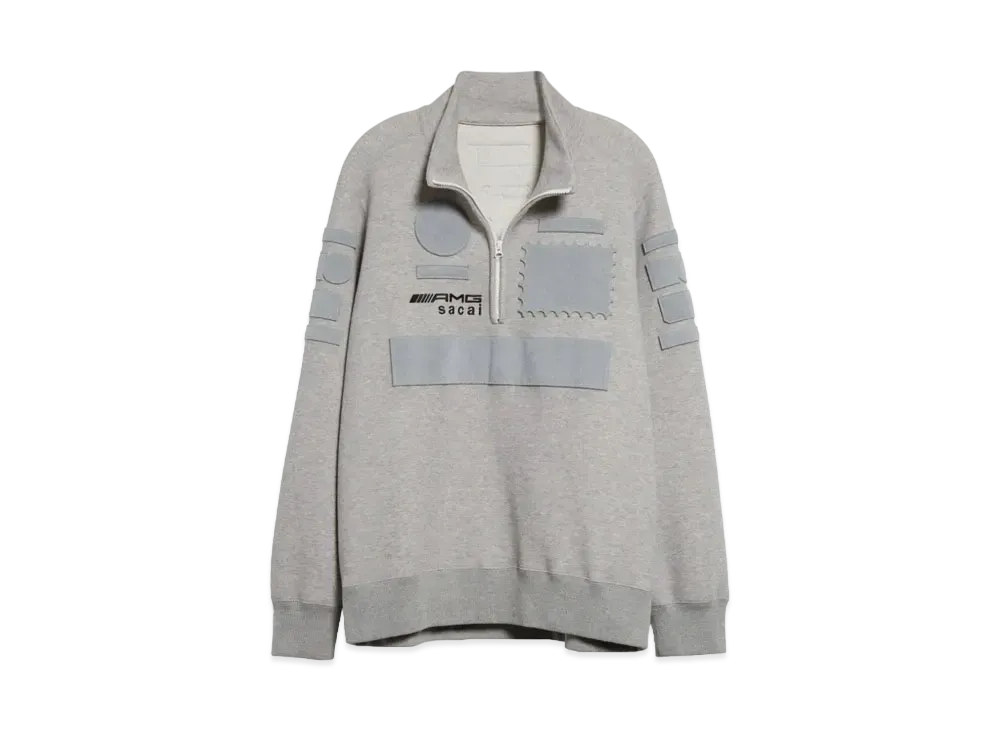 sacai x Mercedes AMG Patch Half Zip Sweatshirt "Light Grey"