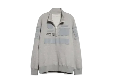 sacai x Mercedes AMG Patch Half Zip Sweatshirt "Light Grey"
