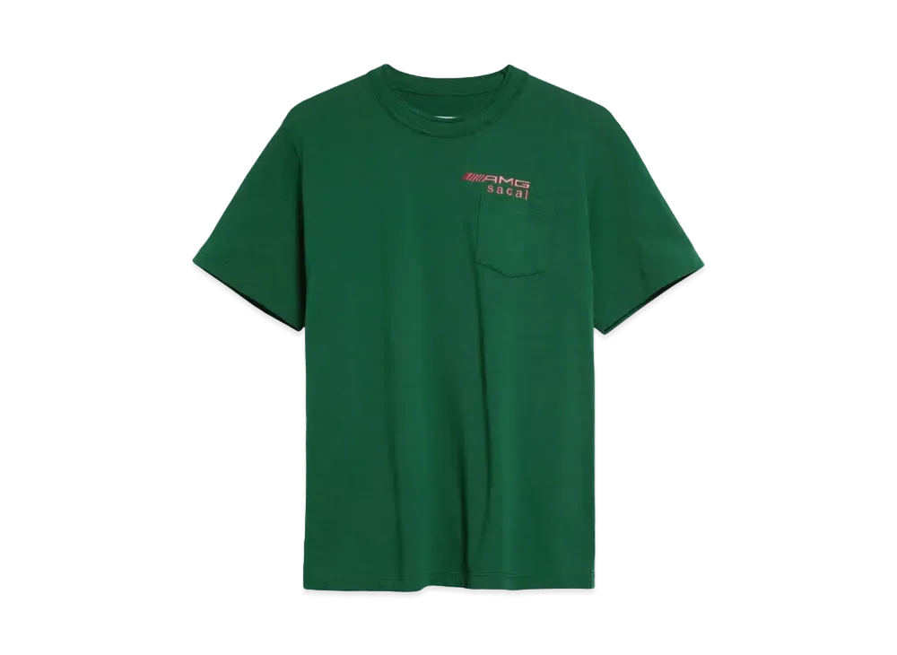 sacai x Mercedes AMG Logo Embroideed Cotton Pocket T-Shirt "Green"