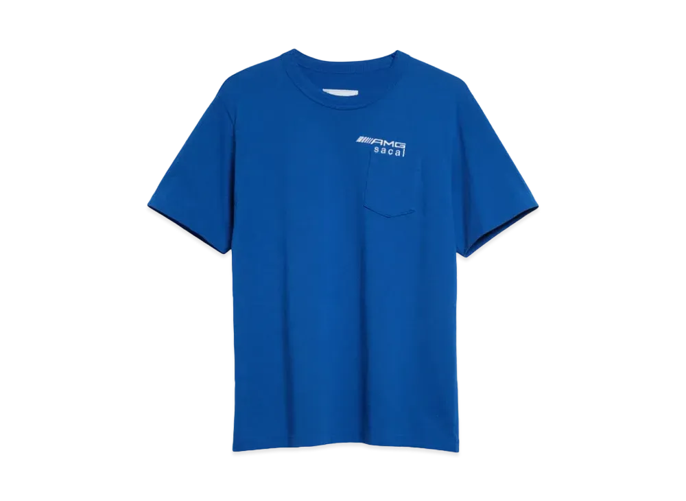 sacai x Mercedes AMG Logo Embroideed Cotton Pocket T-Shirt "Blue"