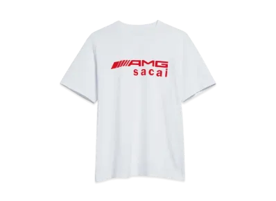 sacai x Mercedes AMG Flocked Logo Cotton Graphic T-Shirt "White"