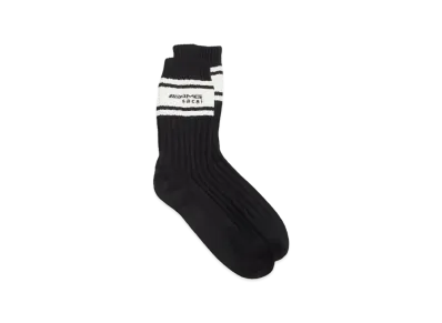 sacai x Mercedes AMG Logo Stripe Rib Crew Socks "Black/White"