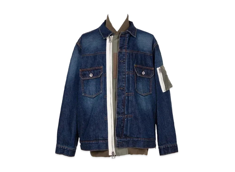 sacai Denim x Nylon Twill Jacket "Blue"
