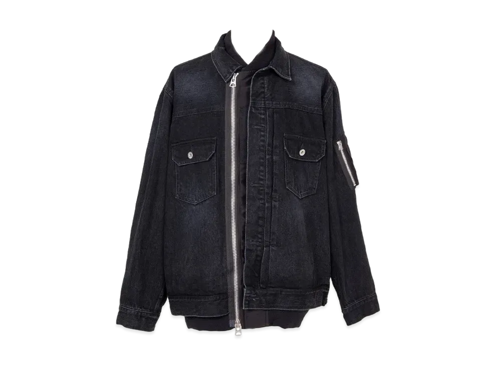 sacai Denim x Nylon Twill Jacket "Black"