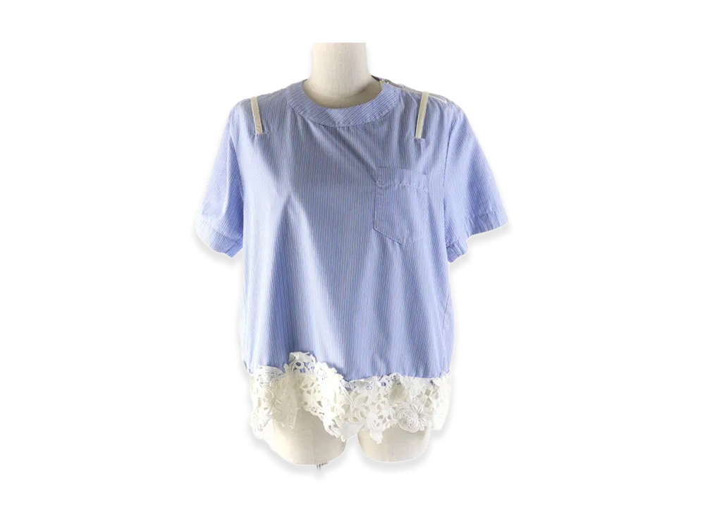 sacai Cotton Poplin Lace Docking "Light Blue"