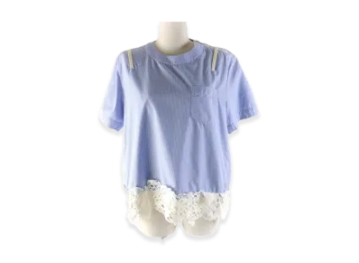 sacai Cotton Poplin Lace Docking "Light Blue"