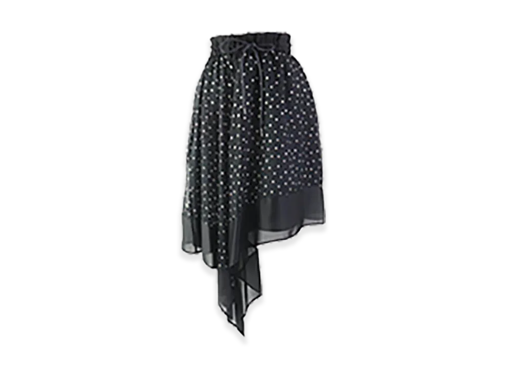 サカイ アシンメトリー ミディ フレアスカート "ブラック"