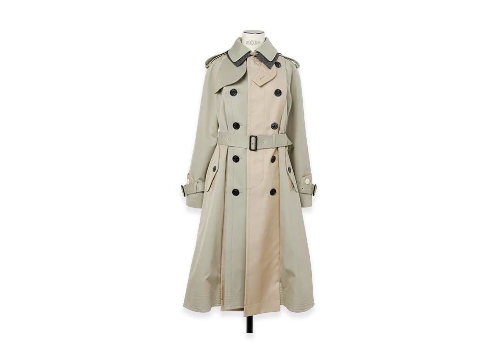 sacai Cotton Gabardine Coat "Light Khaki/Beige"