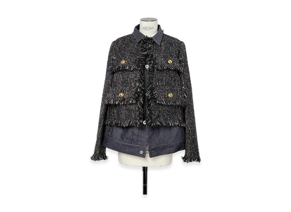 sacai Tweed Jacket "Navy/Indigo"