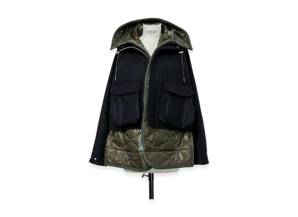 sacai Wool Melton Blouson "Navy/Khaki"