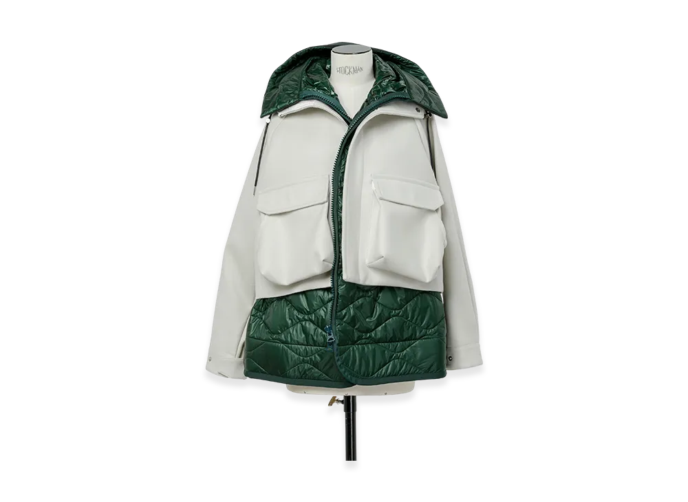 sacai Wool Melton Blouson "Ecru/Green"