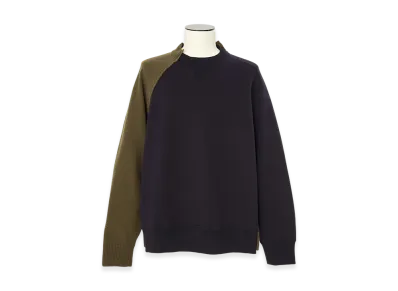 sacai Wool Knit x Sponge Sweat Pullover "Navy/Khaki"