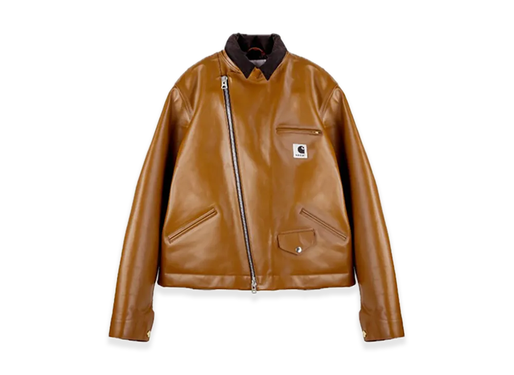 sacai x Carhartt WIP Leather Jacket Mens "Dark Beige"