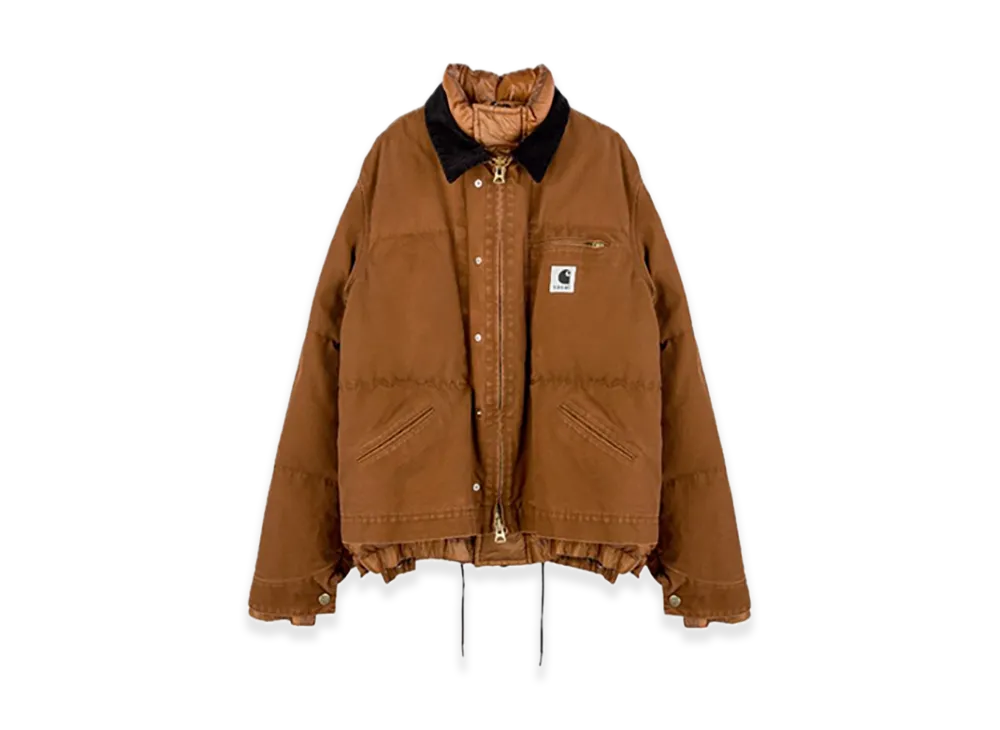 sacai x Carhartt WIP Washed Duck Puffer Jacket Mens "Dark Beige"