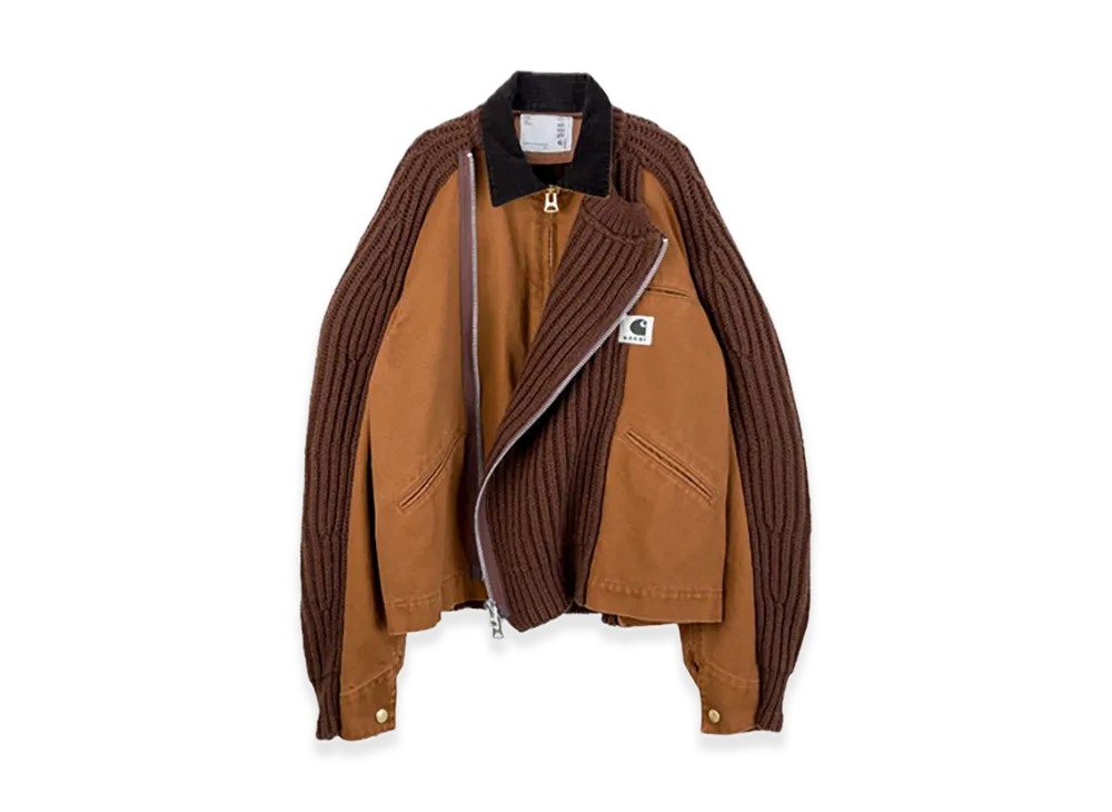 sacai x Carhartt WIP Washed Duck x Wool Knit Blouson Mens "Dark Beige"