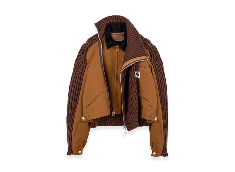 sacai x Carhartt WIP Duck x Wool Knit Blouson Womens "Dark Beige"