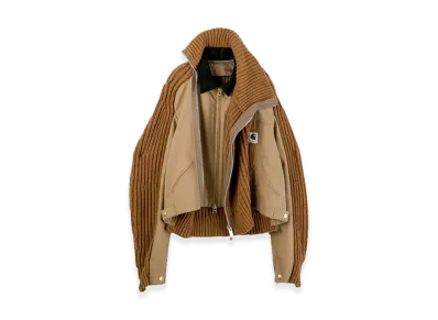 sacai x Carhartt WIP Duck x Wool Knit Blouson Womens (ISETAN Shinjuku Exclusive) "Beige"