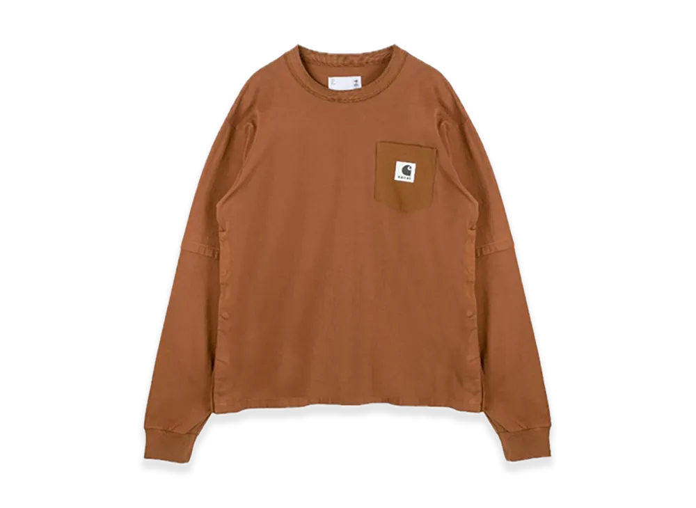 サカイ x カーハートWIP コットンジャージー L/S Tシャツ "ダークベージュ"